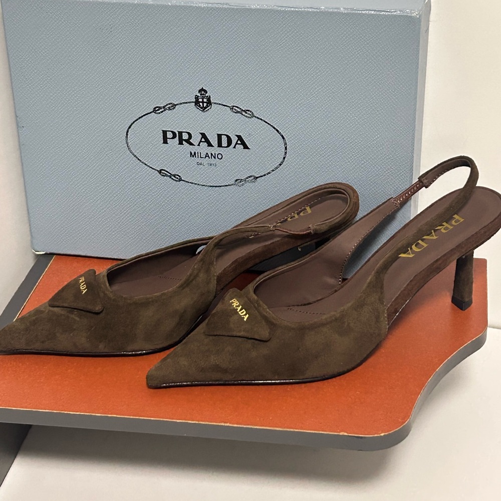 Prada Brown Suede High Heels - Picture 8 of 8